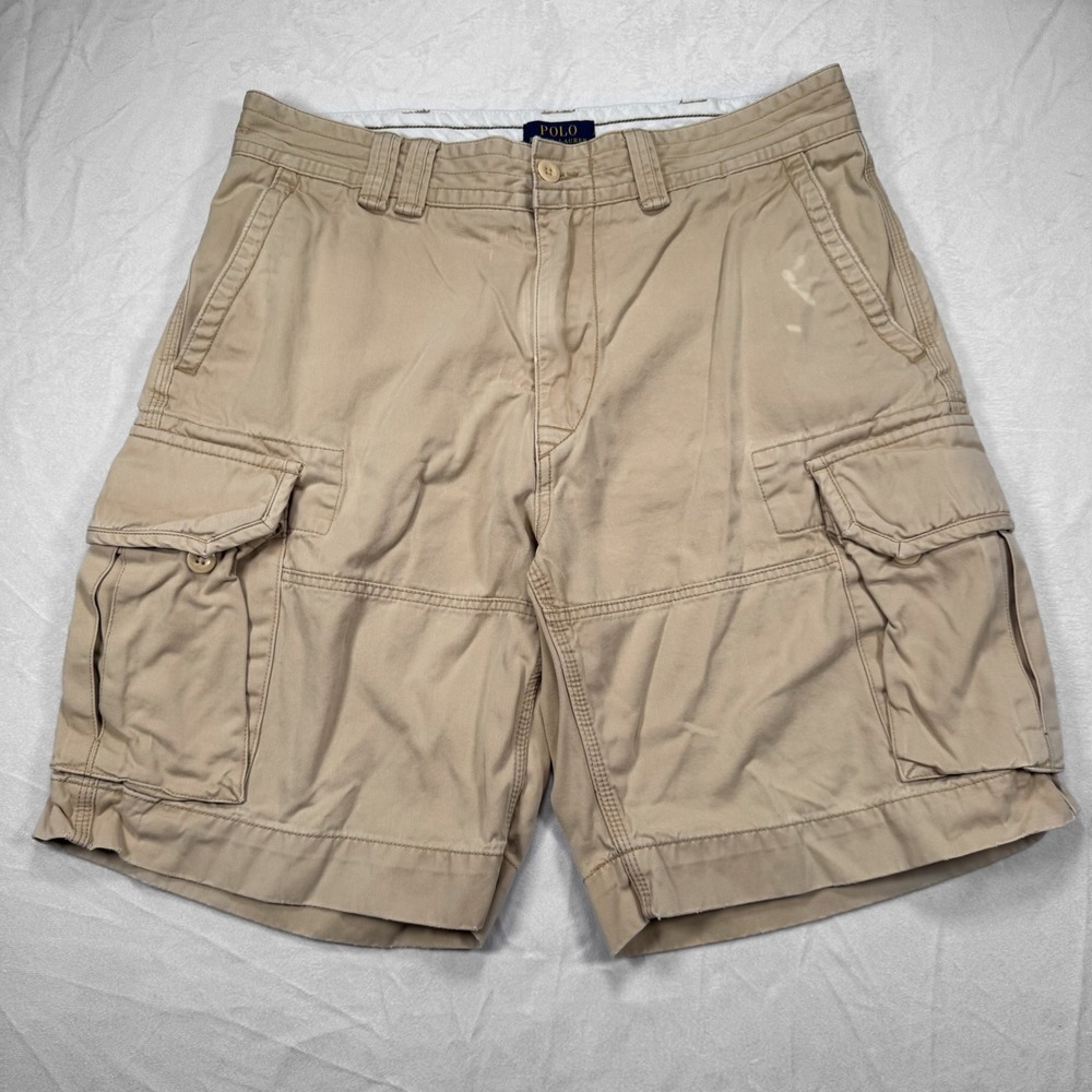POLO RALPH LAUREN Men's Size 34 Tan 100% Cotton Classic Polo Chino Cargo Shorts‎